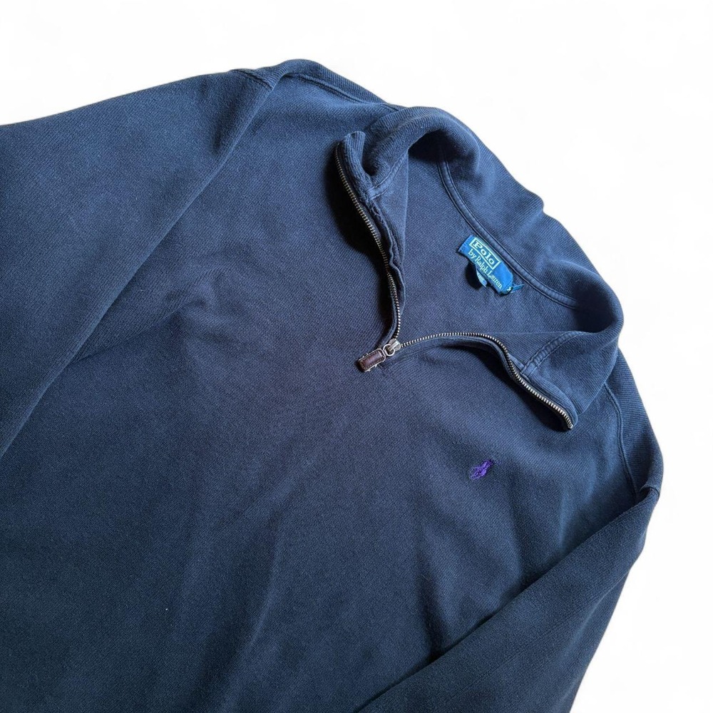 Polo Ralph Lauren Black Quarter-Zip Pullover XXL Purple Pony Logo Mens